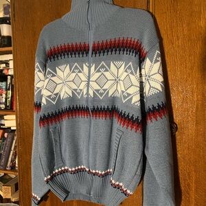 Vintage Blair Blue Snowflake Pattern Men's Ski Sweater ⛷️